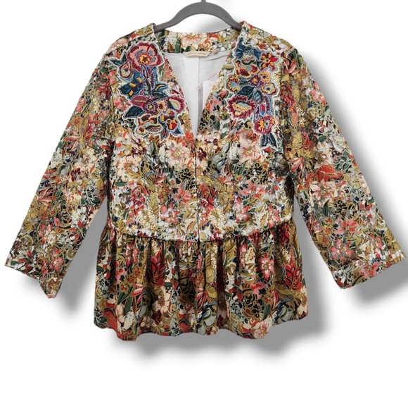 Soft Surroundings Multicolor Boho Lasercut Beaded Ariege‎ Jacket New Med… - Picture 1 of 16